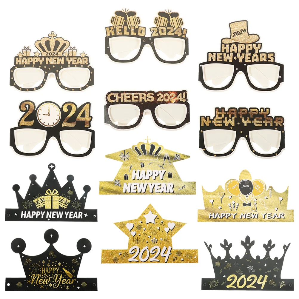 

Happy New Year Eyeglasses Glitter New Year Party paper Glasses Photo Prop Celebration Favor for New Years Eve Party decors