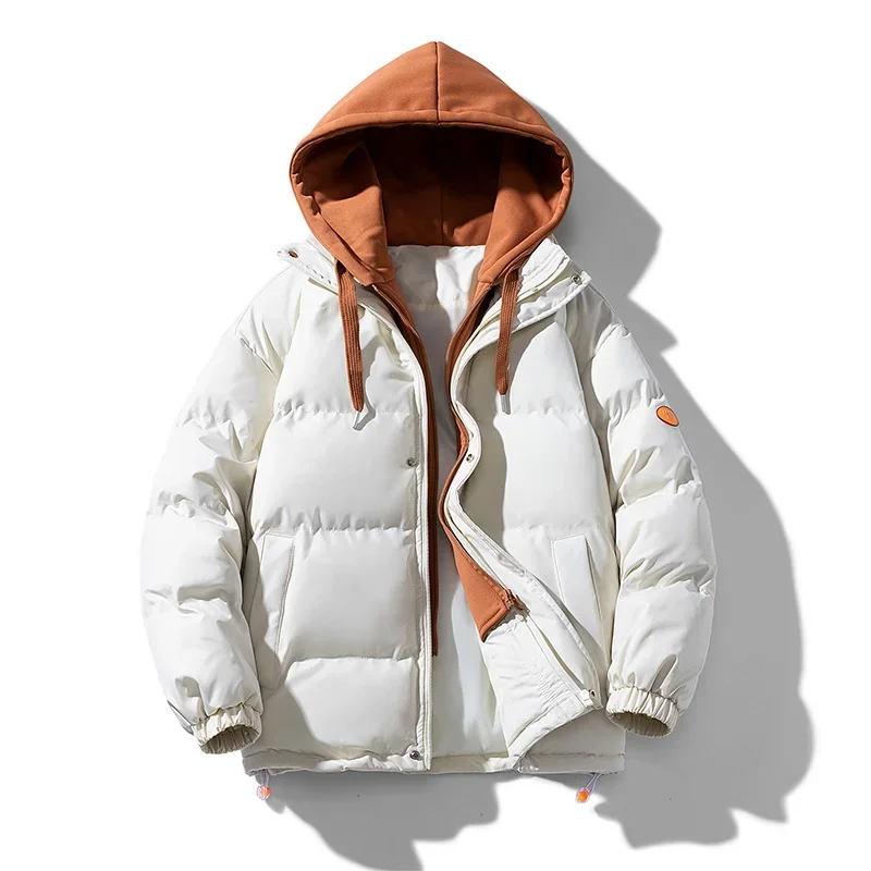 Mens Streetwear Hip Hop Parka Men Hooded Thick Warm Colorful Bubble Coat Winter Jacket 2024 Korean Black Clothes Puffer Jackets