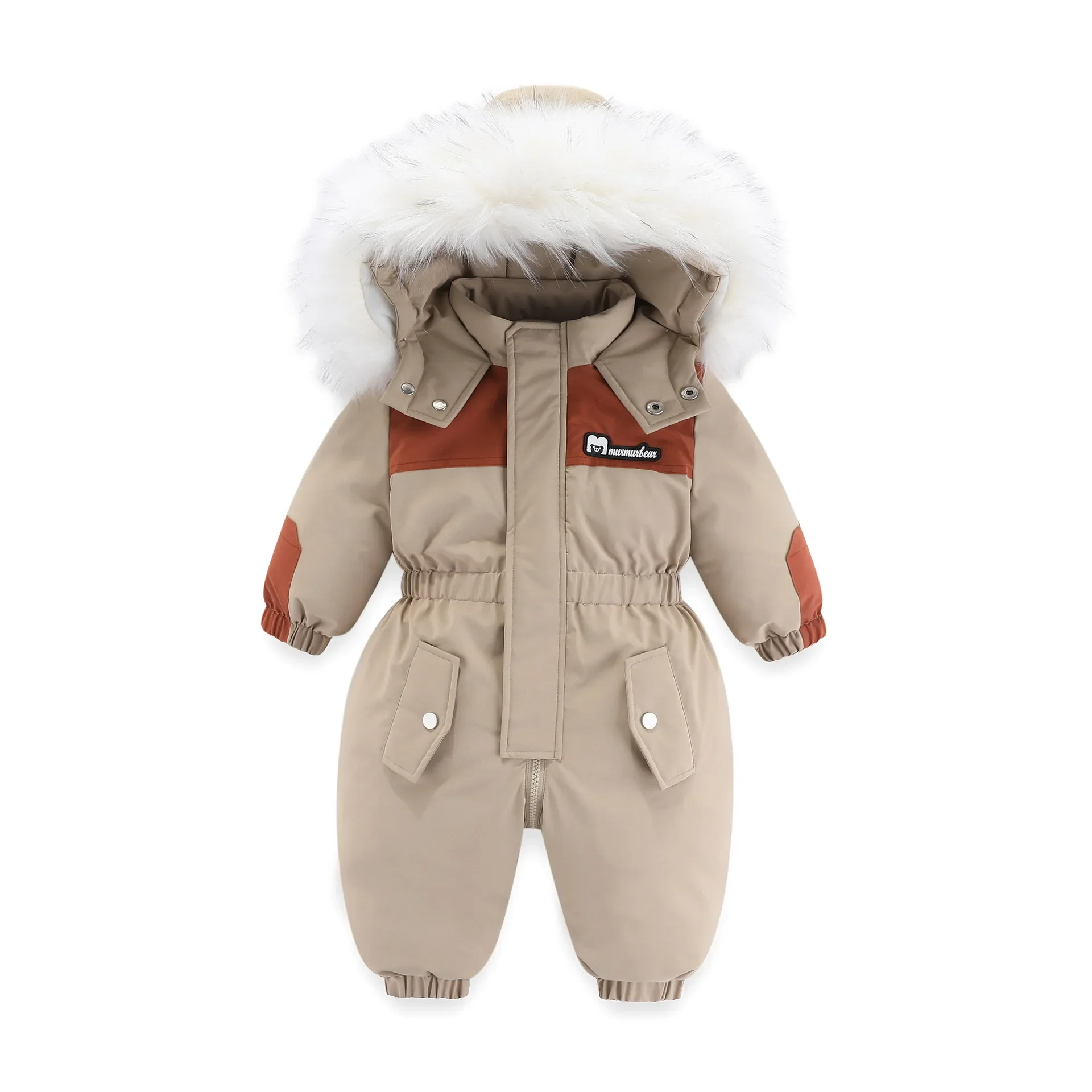-30 Degree Winter Baby Jumpsuit Warm Baby Ski Suit Plus Velvet Boys Overalls Girl Clothes Children Waterproof Down Jacket