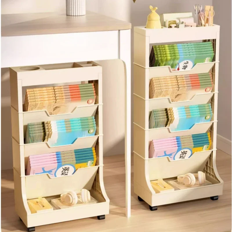

Learning Table Side Storage ShelvesLarge Capacity Book RackMulti-Layer Mobile Desk OrganizerEasy Installation for Home Use