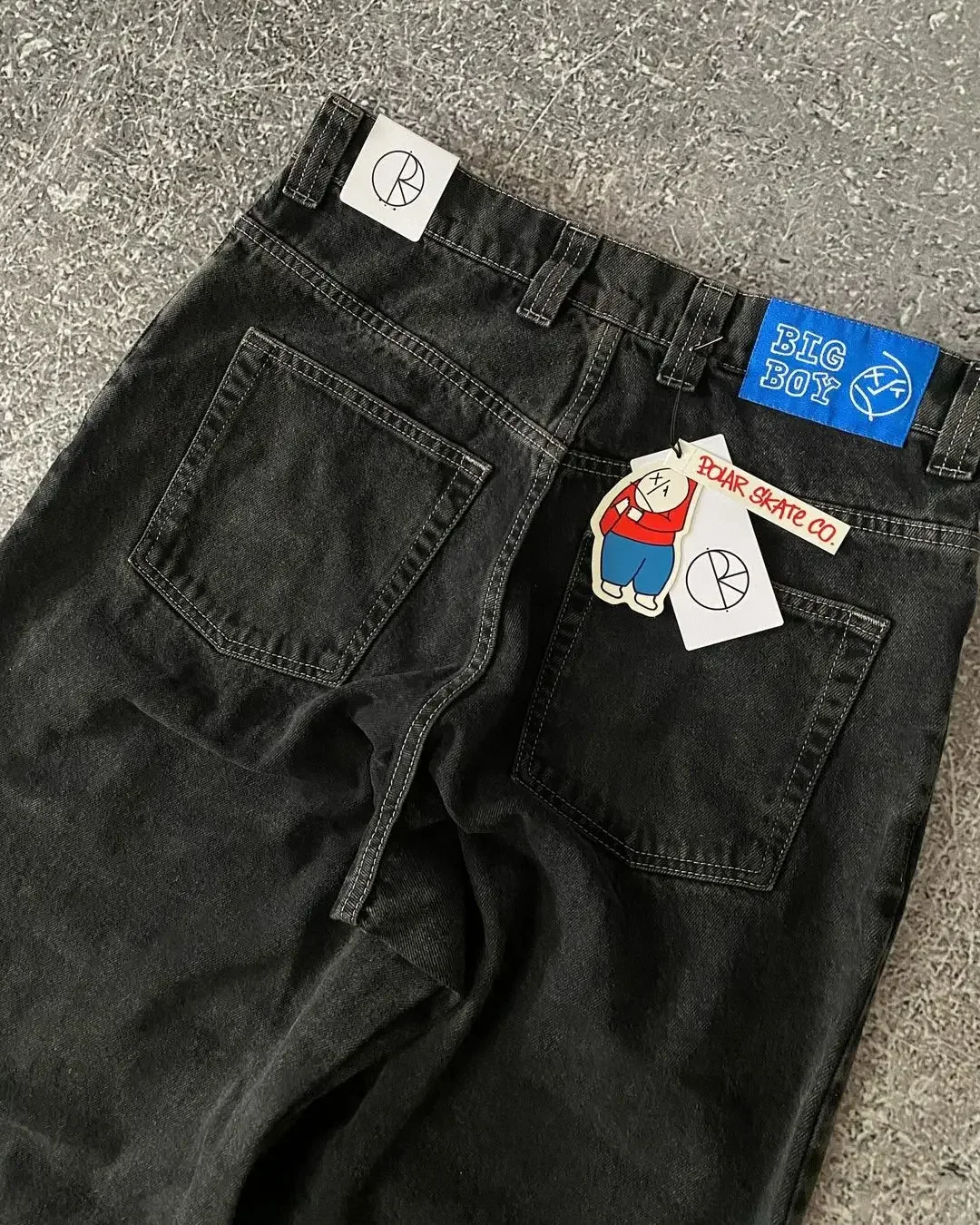 Harajuku Gothic Streetwear Polar Big Boy Jeans Japanese Hip Hop Cartoon Embroidery Baggy Jean Black Pant High Waisd Wide Trouser 3