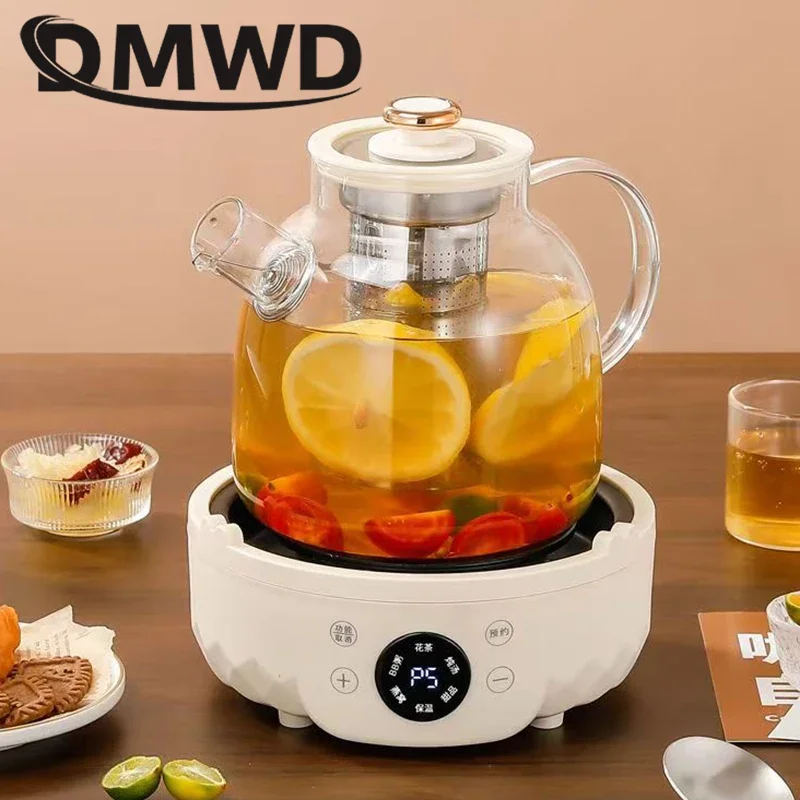 Multifunction Automatic Glass Flower Teapot Electric Kettle Insulated Health Cup Steam Tea Boiler Heating Stove Coffee Mug Plate
