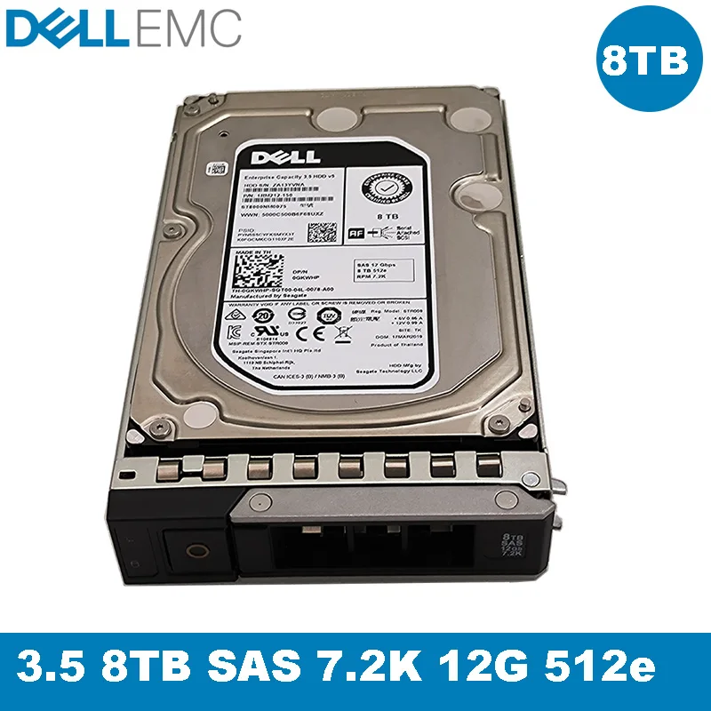 Hard Disk NAS Case New Dell Seagate 8TB 12Gb 7.2K SAS HDD Server Hard Drive
