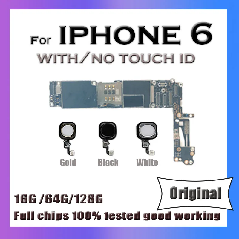 Original Unlocked Full Chips For Iphone 6 Motherboard 64g Free Icloud ...