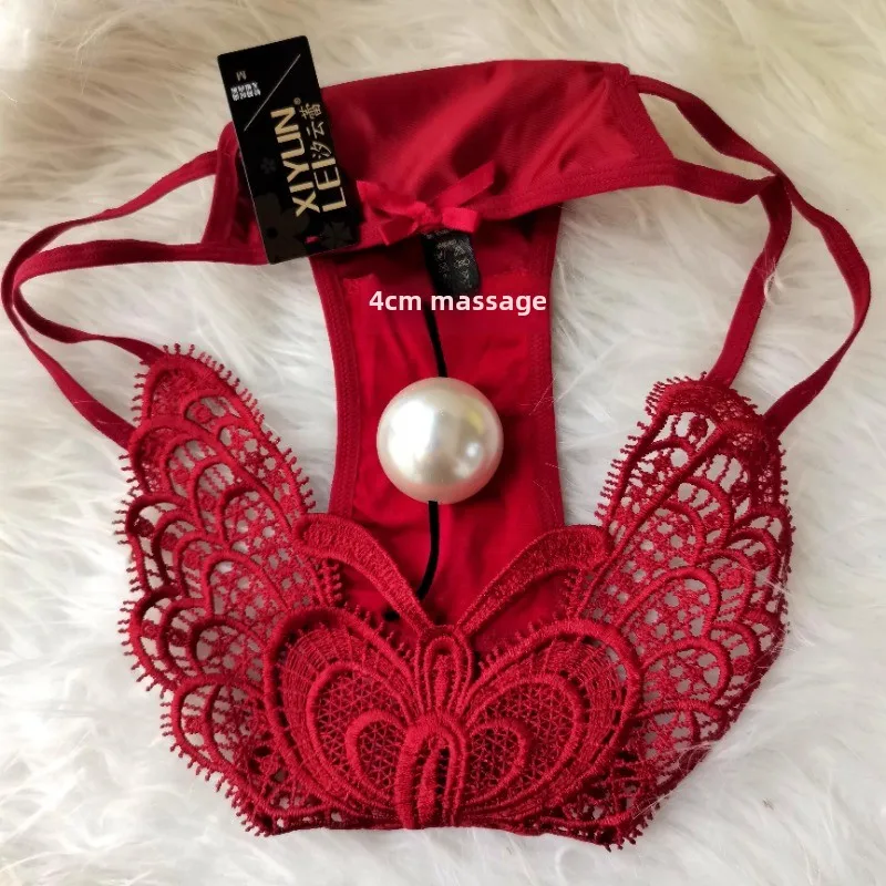 Imitation Pearl Panties Enlarged Massage Beads Sexy Thong Tight Briefs women lingerie Women Sexy Hot Crotchless Thongs