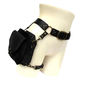 Borsa a tracolla punk retrò in PU, piccola borsa quadrata da cintura per donna, marsupio multifunzione da gamba per telefono