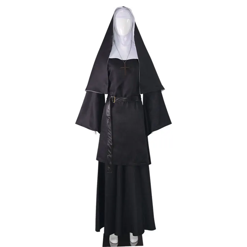

Halloween The Conjuring Black Outfit Masks Horror Ghost Cosplay Costume The Nun Cosplay Costume Women Men Long Robes