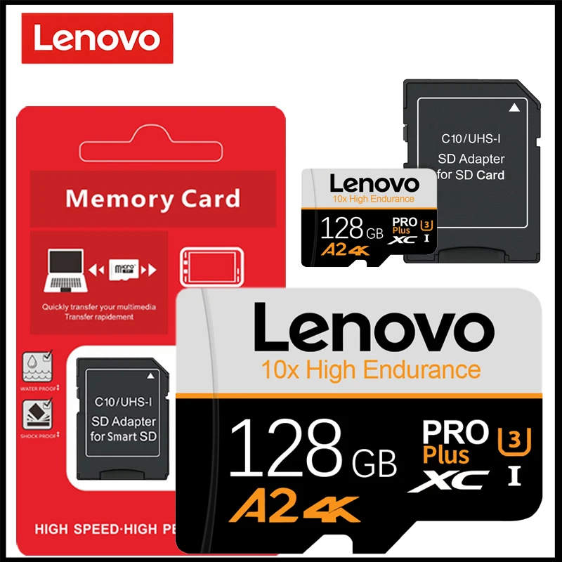 레노버 마이크로 SD 카드 UHS-I 고속 전송 메모리 카드 128GB 256GB 512GB U3 V30 TF 플래시 카드 (카메라, 감시 장치용)