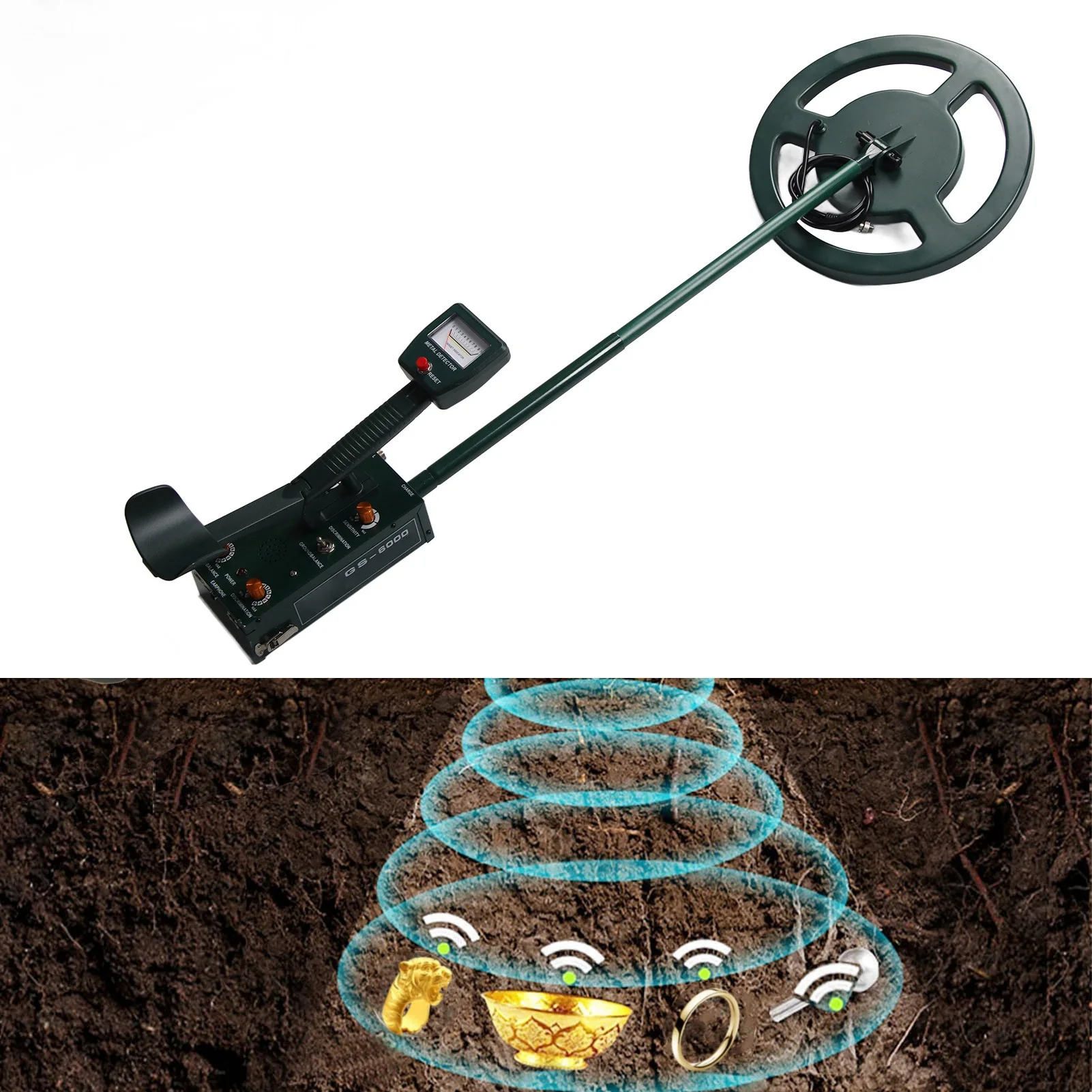 Metal Detector Kit Underground Metal Detector Kit Water Resistant High Accuracy Adjustable Rechargeable 334.65in 8.5meter Depth