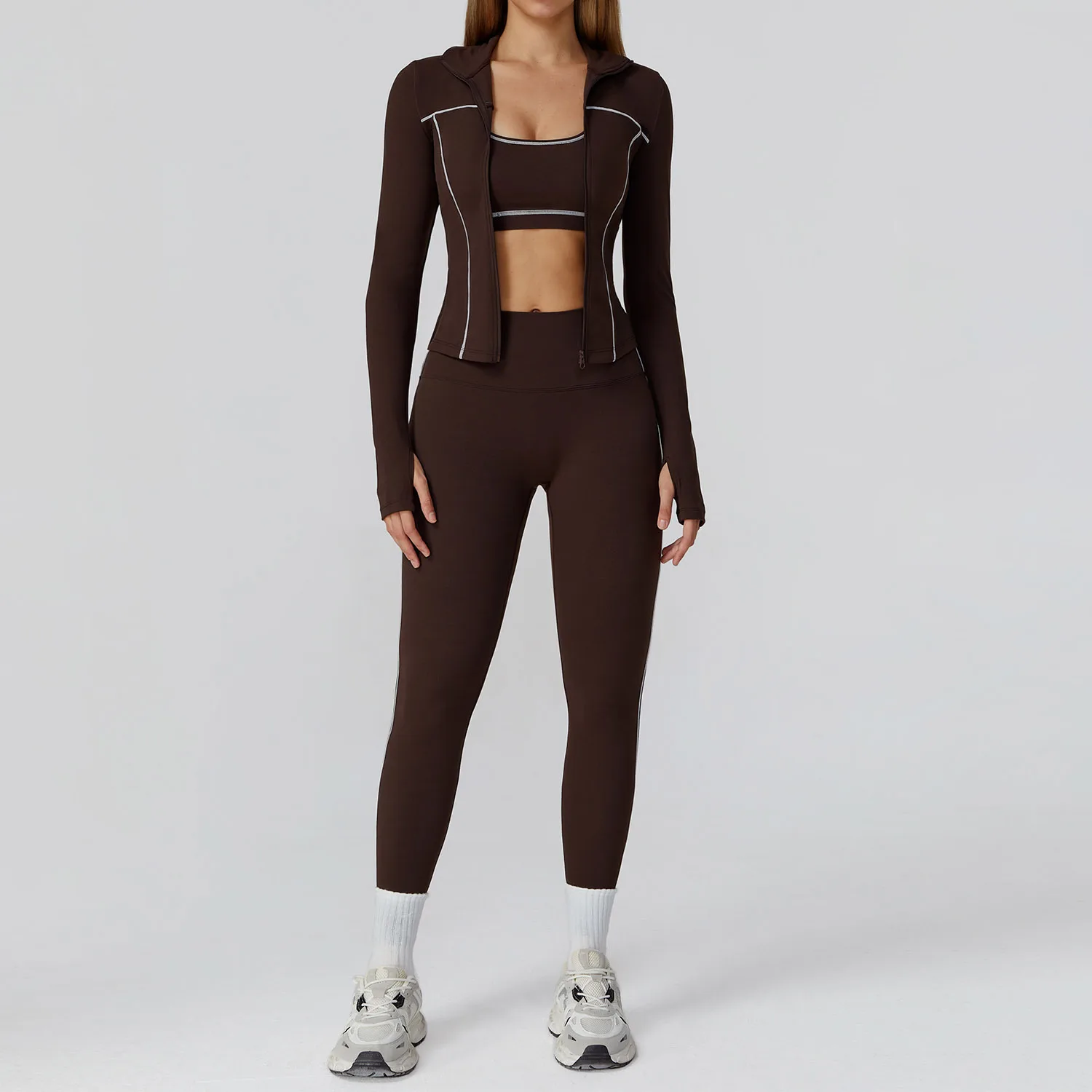 “Madelaine” Sexy Activewear Set with Zip Up Jacket - Image 5