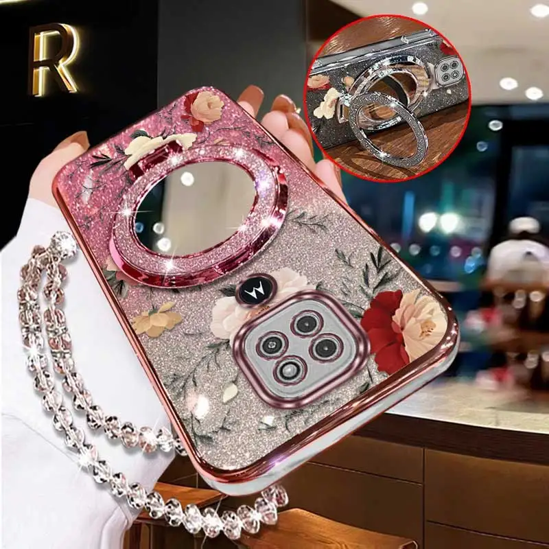 Floral Bud Phone Case Set with Lanyard and Stand - 3 Piece Set