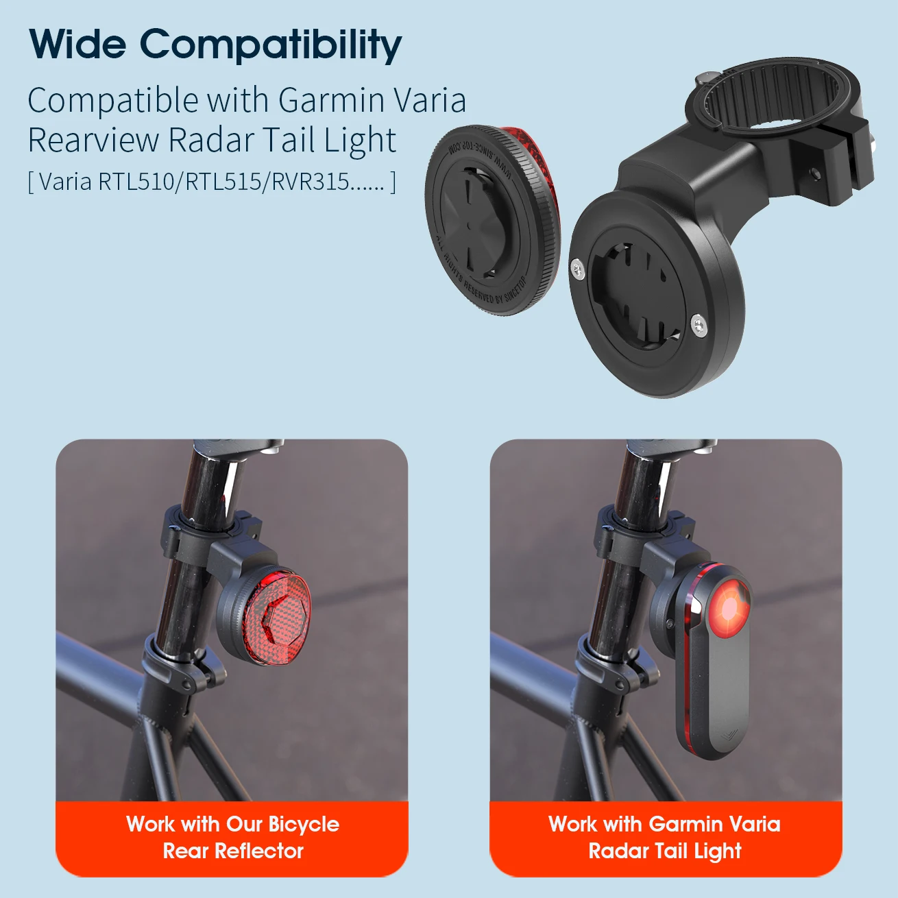 Supporto AirTag Per Bici Nascosto Sotto Sella – Antifurto Con Riflettore, Compatibile Con Garmin Varia E Regisella 22.2-31.8 Mm