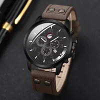Fashion Men's Calendar Quartz Watch Sports Watches Casual Leather Strap Male Wristwatch Reloj Hombre 3