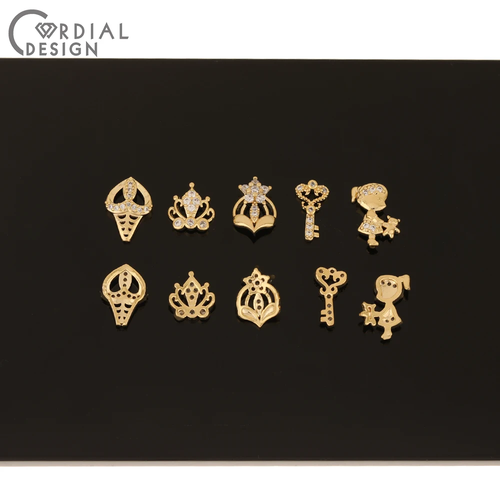 Cordial Design 50Pcs Cubic Zircon/Genuine Gold Plating/DIY Fingernail Accessories/Multi Shapes/Jewelry Findings & Components - cordial