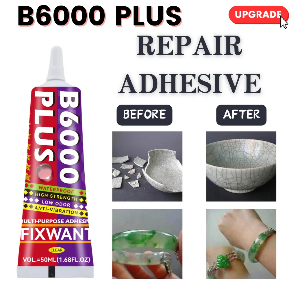 B-6000 Upgrade Transparent Glue for Rubber Wood Metal Paper Glass Resin B6000 PLUS Adhesive Jewelry Strong Fabric Plastic 5