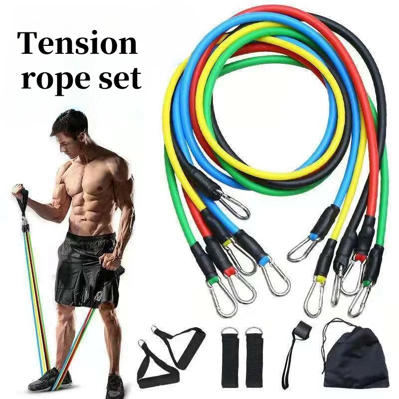 11 Pcs/Set TPE Resistance Band Set Fitness Band Pull Rope Elastic Training Band Handles Carry Bag Legs Ankle Straps 1