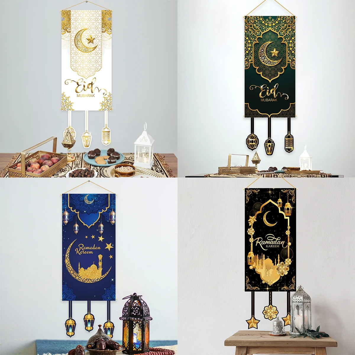 Striscione Eid Mubarak Per Decorazioni Ramadan - Banner In Carta A Forma Di Bandierine, 13x18 Cm, Ideale Per Feste Musulmane - 2