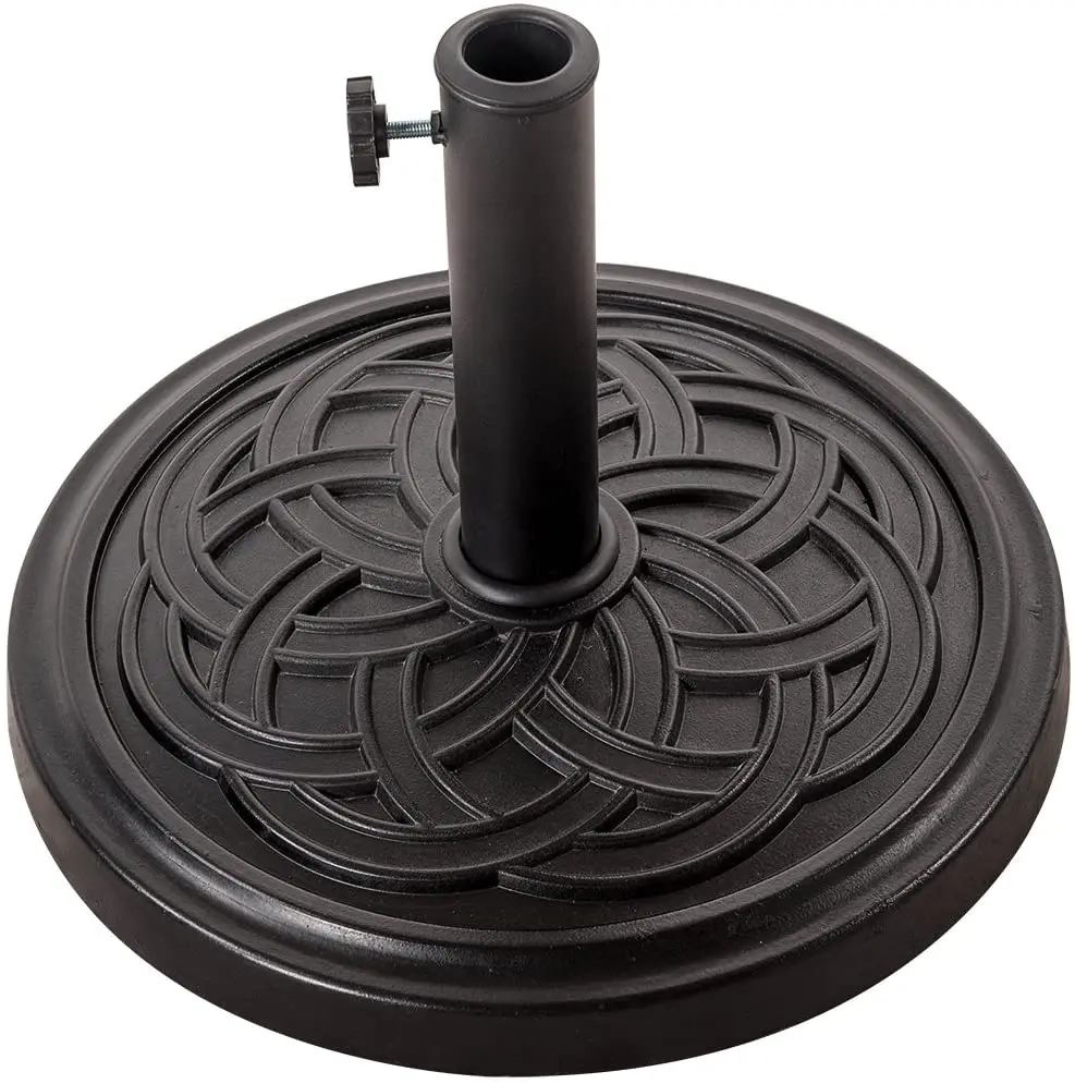 

26 lbs Heavy duty outdoor black resin decorative cast stone patio umbrella base