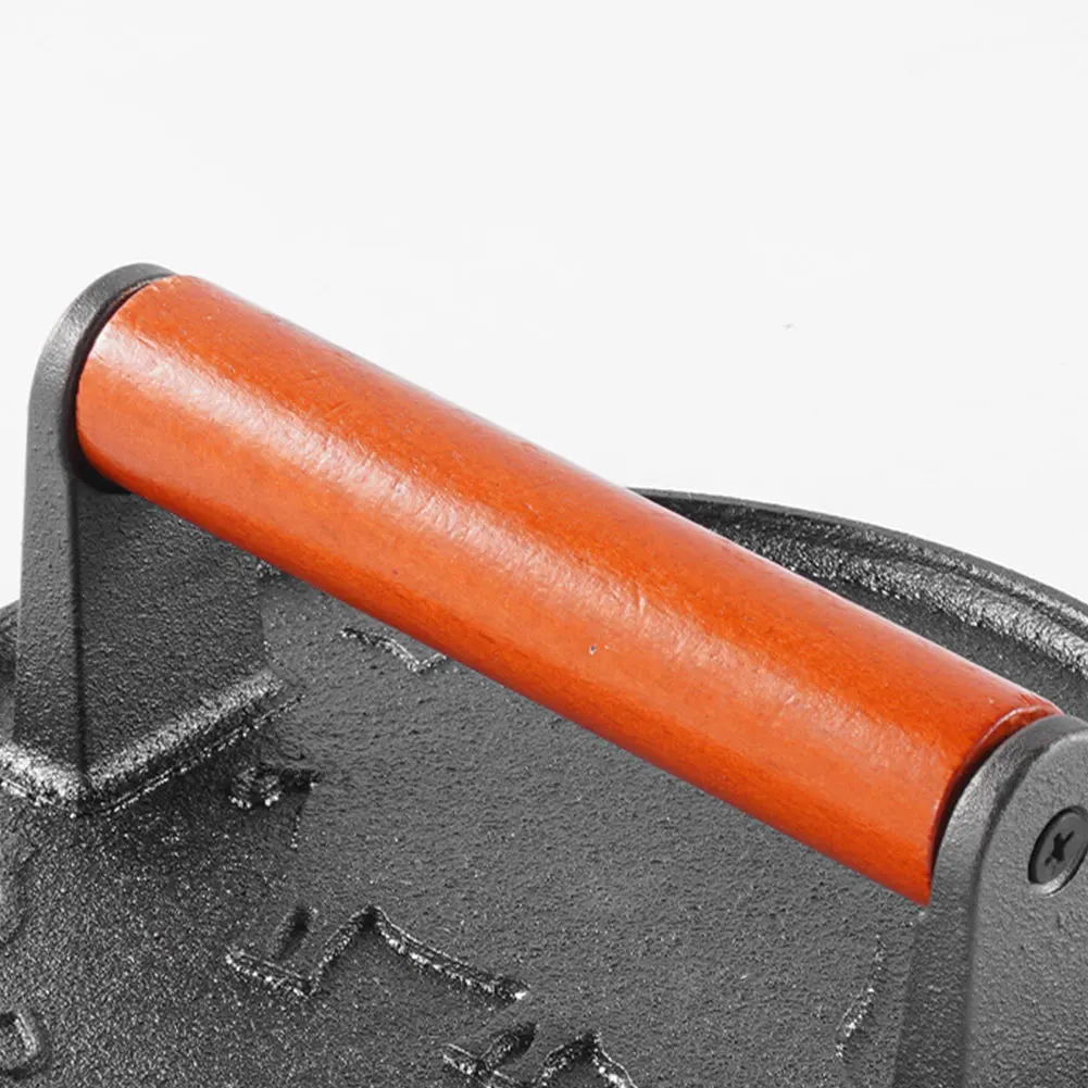 Cast Iron Burger Press Burger Meat Press Mold Wooden Handle Smash 7.09 in Anti Scald for Outdoor Camping