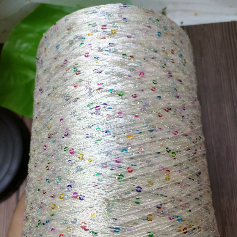 Ice Silk Yarn 260g Natural Shiny Unique Sequin Yarn Skein DIY Hand Crochet Knitting Sewing Thread