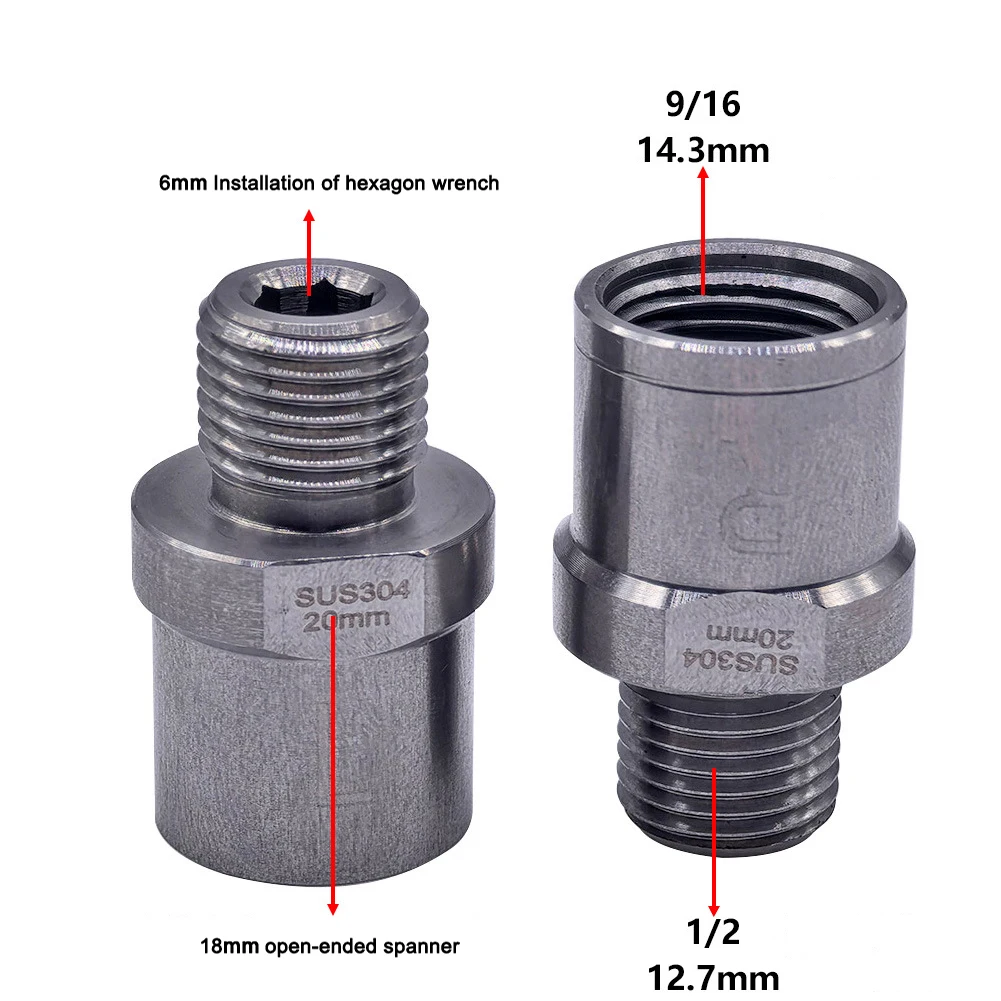 Bicycle Pedal Adapters 9/16 Inch Pedals 1/2 Inch Stainless Steel Footrest Pedal Cranks Converter