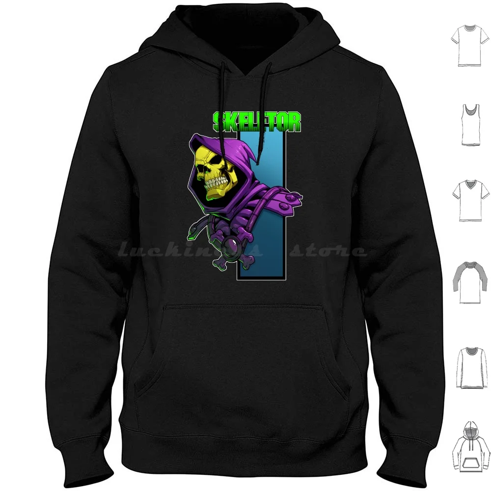 Felpe Con Cappuccio Skeletor Manica Lunga Skeletor Fan Art He Man Cartoon Comics