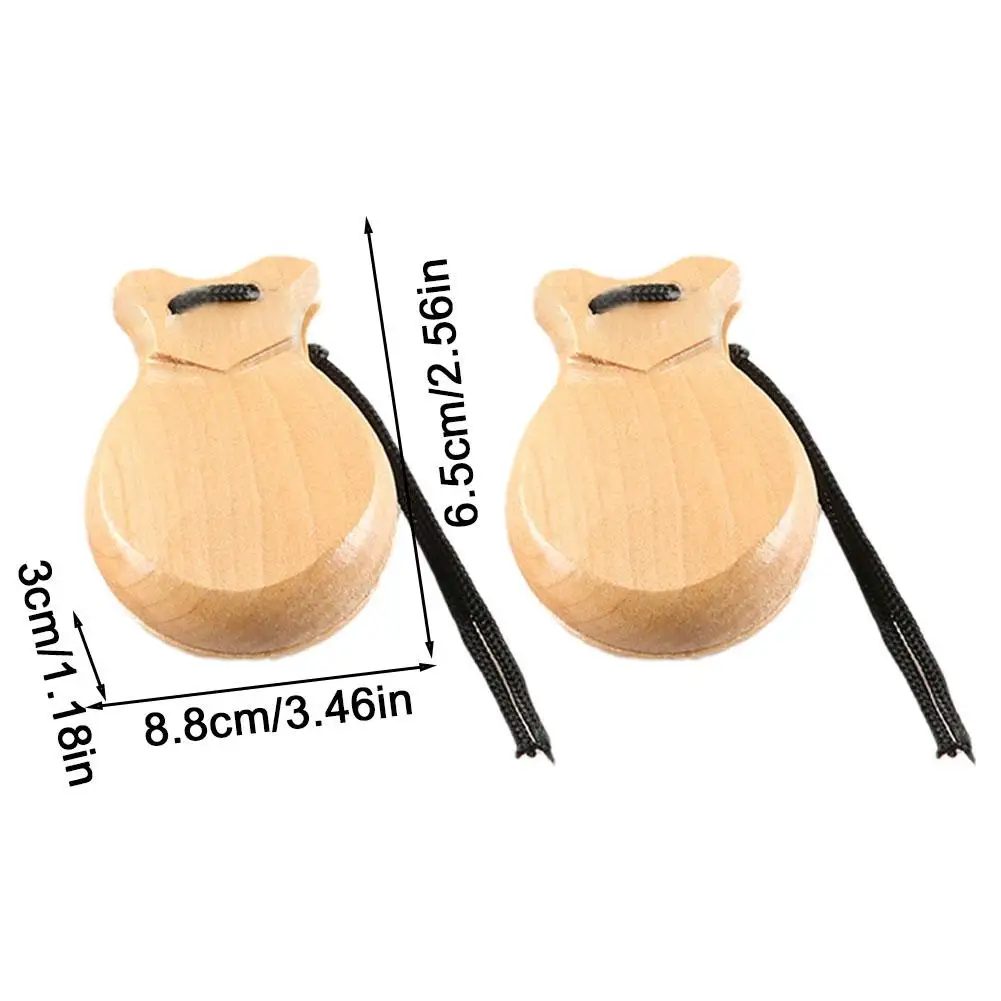 2Pcs Traditional Castanet Wood Spanish Castanets Dance With String Hand Music Instrument Percussion Wood Instruments