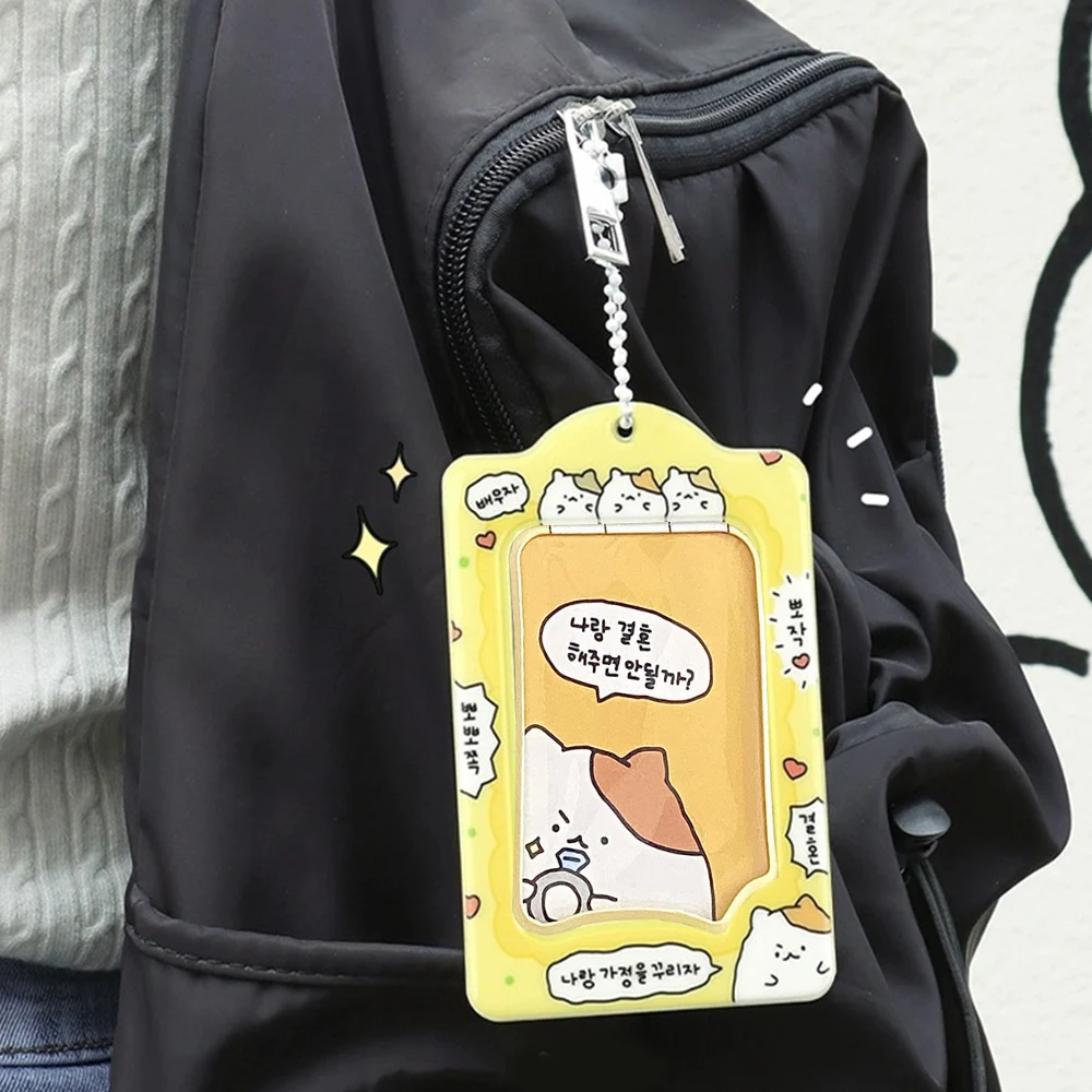 INS Cartoon Photo Frame PVC Idol Photo Display Sleeves Goo Card Holder Pocket Keychain Photocards Protector Cover
