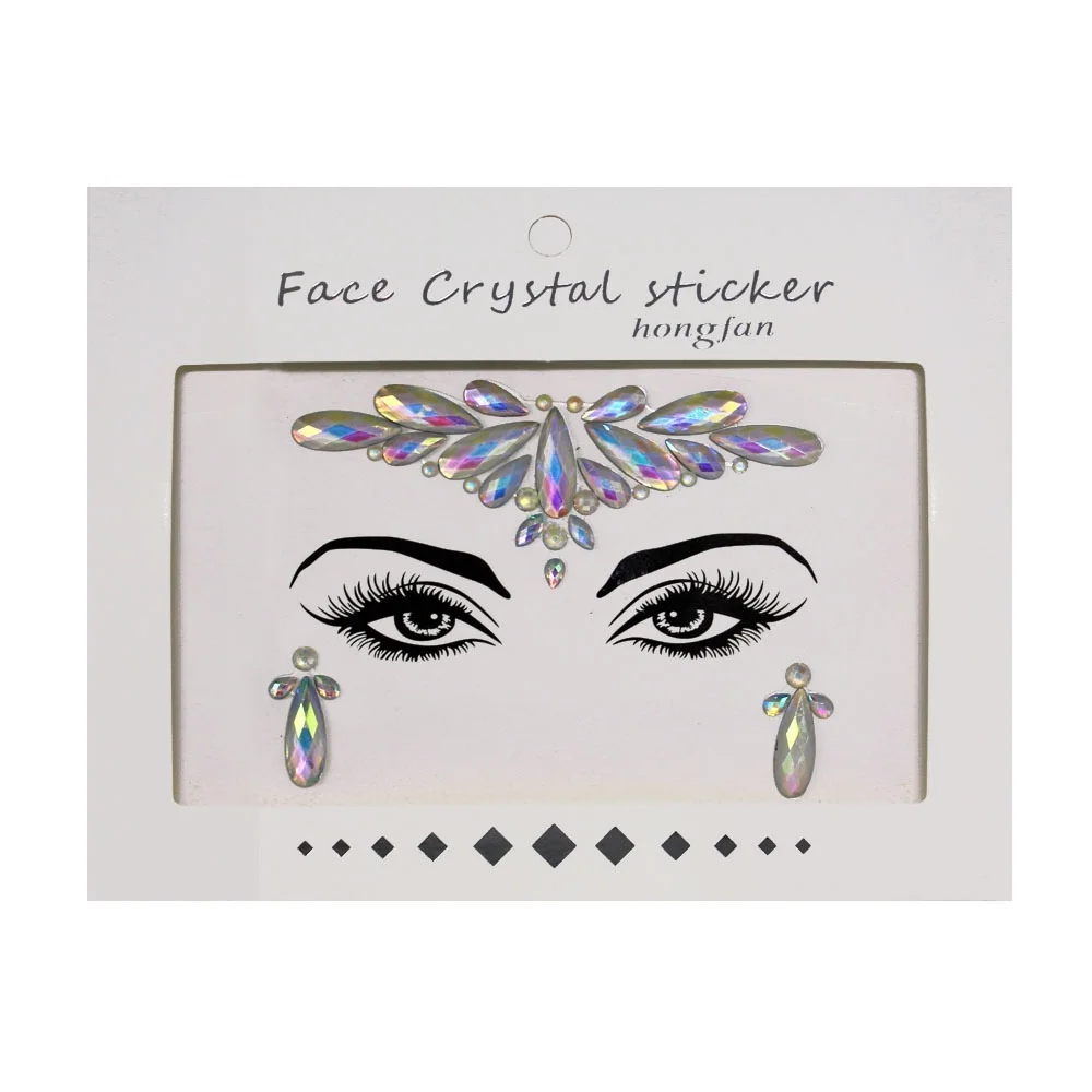 Halloween Face Decoration Tattoo Crystal Diamond Eyebrow Luminous Rhinestone Sticker Masquerade Bar Party Glowing Face Sticker