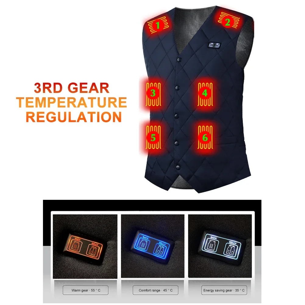 16 Places Zones Thermal Clothing USB Charging Thermal Electric Heating Clothing Women Men Thermal Heated Vest for Camping Hiking