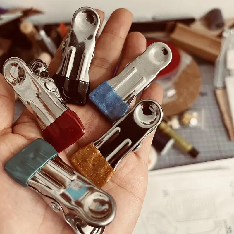 Morsetto Da Cucito In Legno Di Faggio Per Pelle: Pinza Artigianale Professionale Con Protezione, Apertura 15mm, Per Cuoio E Tessuti