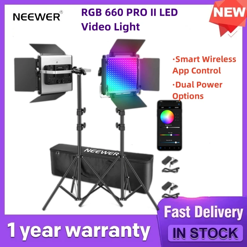 美品 NEEWER 2パック660 PRO やむなく RGB LEDビデオライトとスタンド