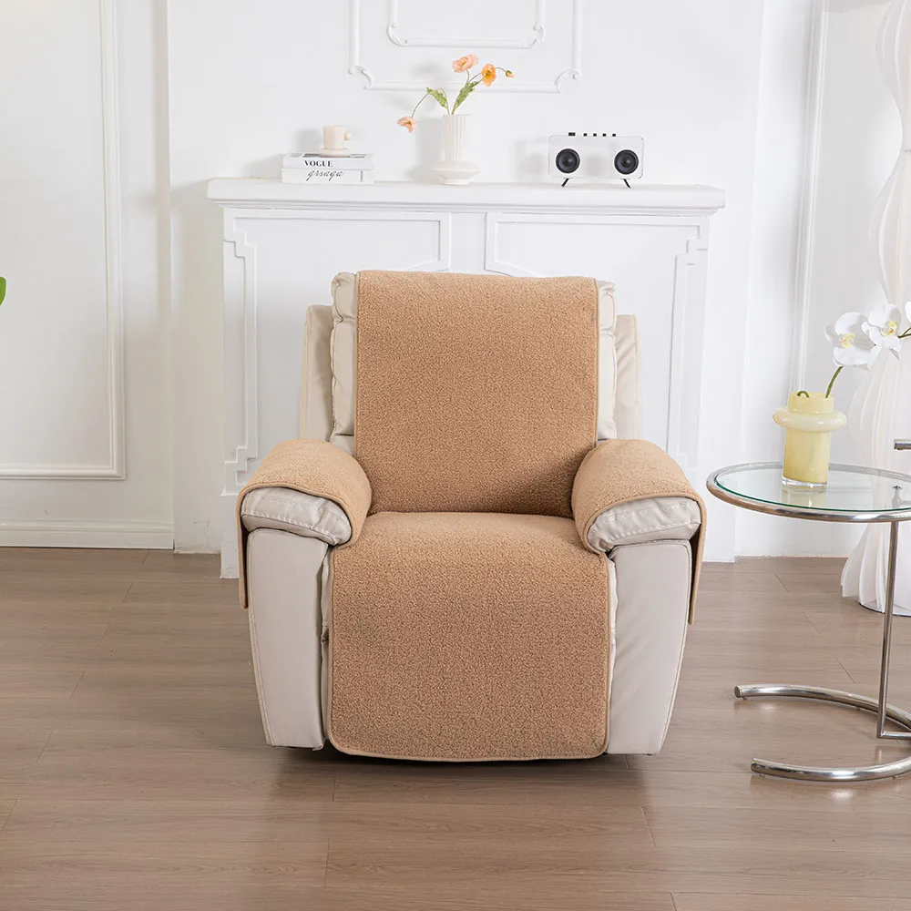 

Plush Recliner Sofa Cover Towel Solid Single Sofa Cover for Living Room Non-slip Recliner Chair Mat Slipcover Protector Washable