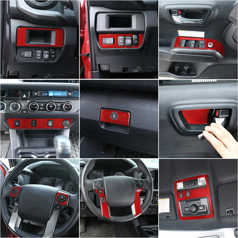 

For Toyota Tacoma 2015-22 Soft Carbon Fiber Glass Lifter Reading Light Panel Navigation Screen Frame Interior Decoration Sticker