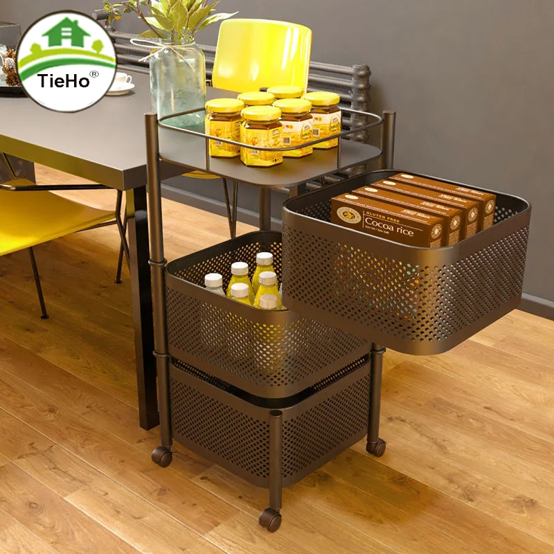 

Multi-layer Rotary Storage Rack Floor Kitchen Mobile Sundries Storage Cabinet Space Saving Bedroom Storage Organizer Furniture