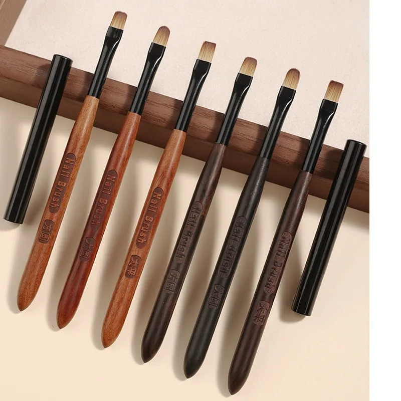 1PC Acrylic Nail Brush Pen for Powder Manicure Round Wood Handle Gel Builder Brushes Tools 6