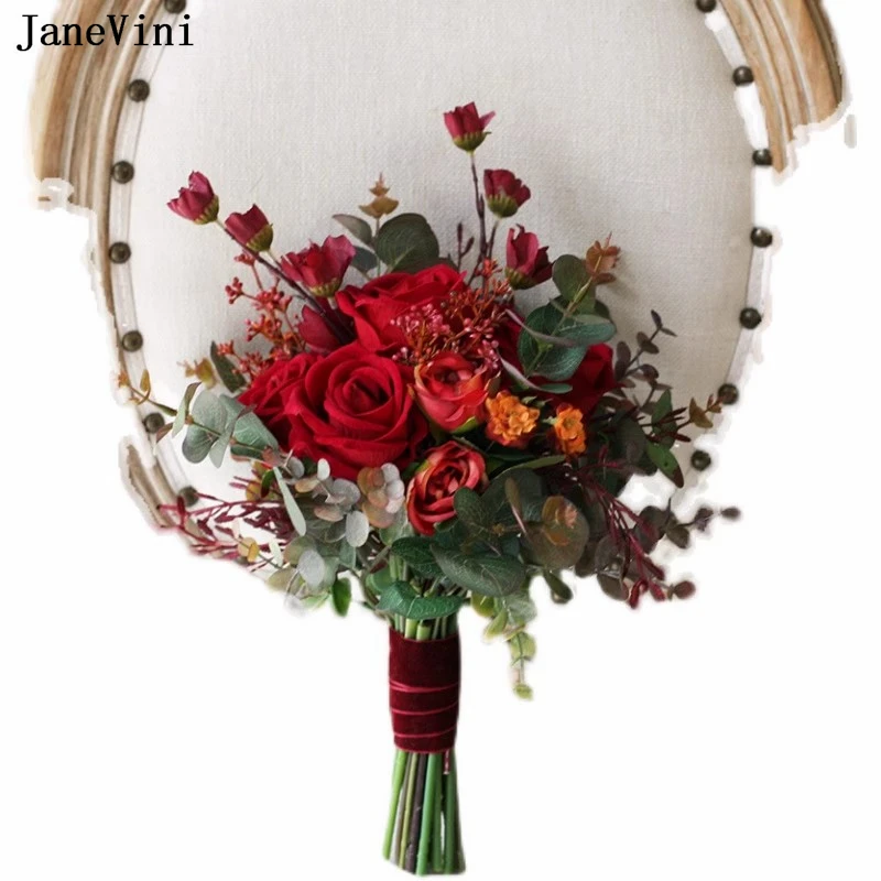Bridesmaid Bridal Bouquets Artificial Silk Roses Flowers Fake Bouquet Wedding Accessories