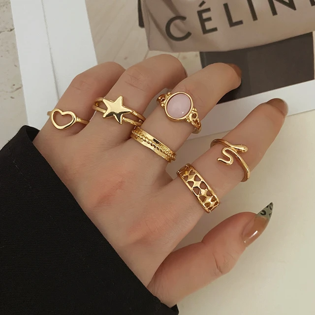 4 Finger Chain Linked Ring, Adjustable Boho Rings, Aesthetic Jewelry,  Simple Cuff Ring, Set of Rings, Stacking Ring, Punk, Gypsy, Trendy - Etsy