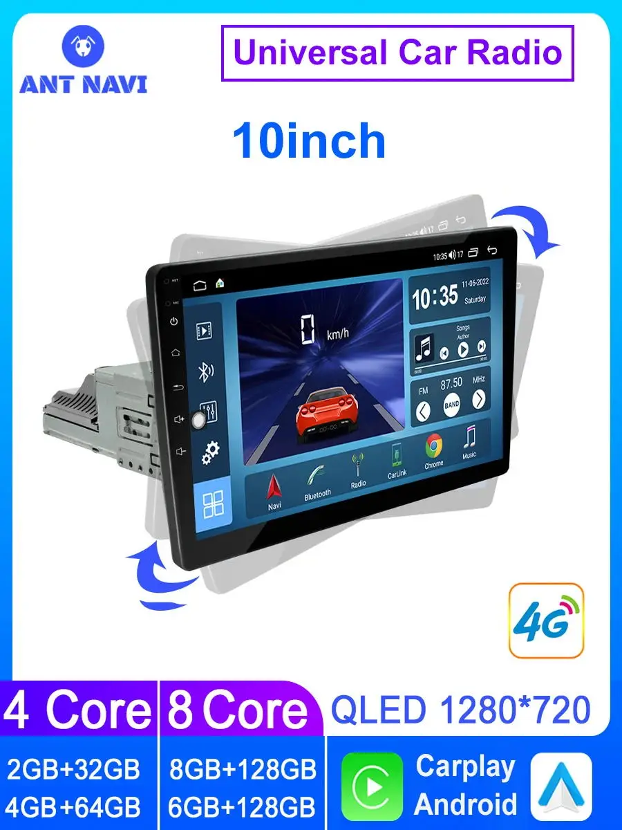 Android 2+32GB Car Stereo Wireless Carplay Android Auto Double Din Radio 9  1280*720 IPS Screen WiFi GPS Navigation Bluetooth USB FM/RDS Receiver AHD  Backup Camera 