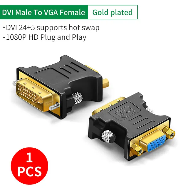 DVI to VGA Adapter DVII Male 24+5 pin to VGA Female Adapter Converter 1080P Video Graphics Card