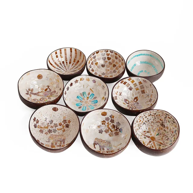 Painted Coconut Wood Bowl 3