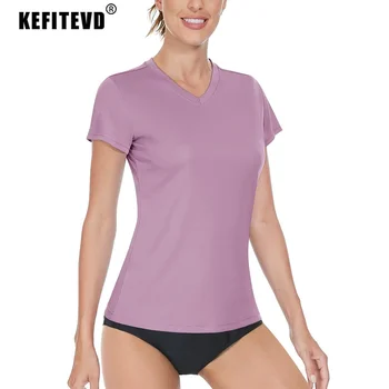 KEFITEVD Colorful T-shirts Women UPF 50+ UV Sun Protection Short Sleeve T Shirt Quick Dry Gym Yoga Workout Tee Running T Shirts 2