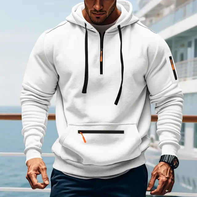 Loose Fleece-lined Hoodie Casual American-style Men's Sportswear Workwear Heavyweight Winter Sweatshirt Comfortable Fit 2