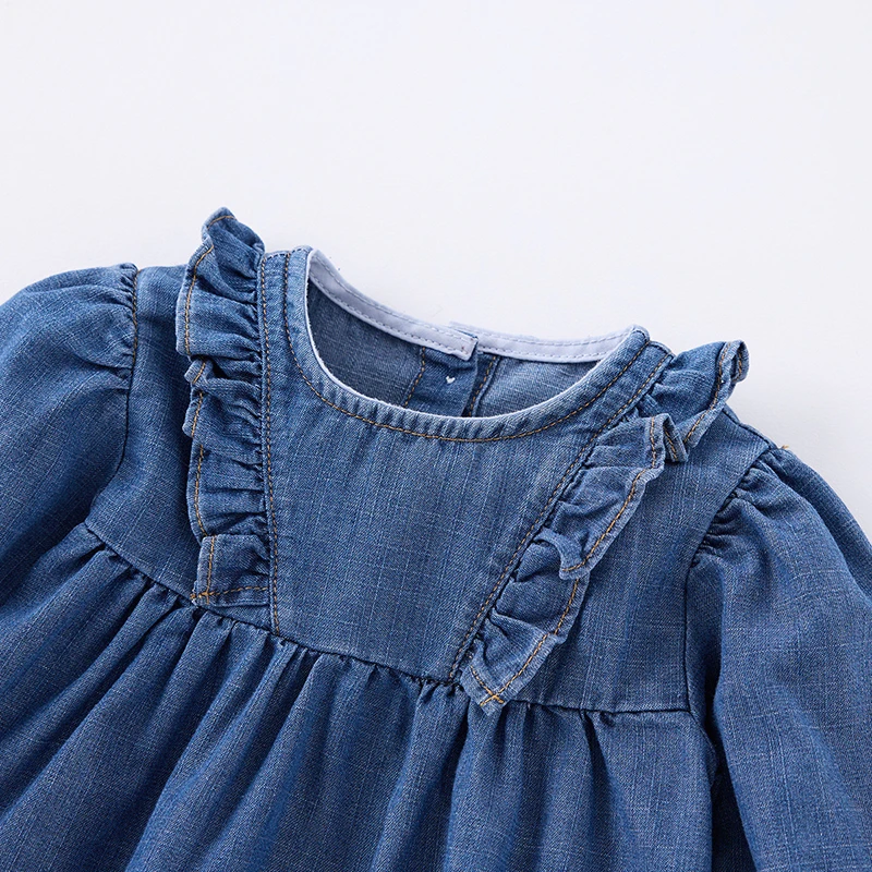 Denim Long Sleeve Dress for Girls Spring Autumn