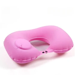 Ergonomic Inflatable Neck Pillow with Adjustable Firmness and Balanced Support for Personalized Comfort (Plum)