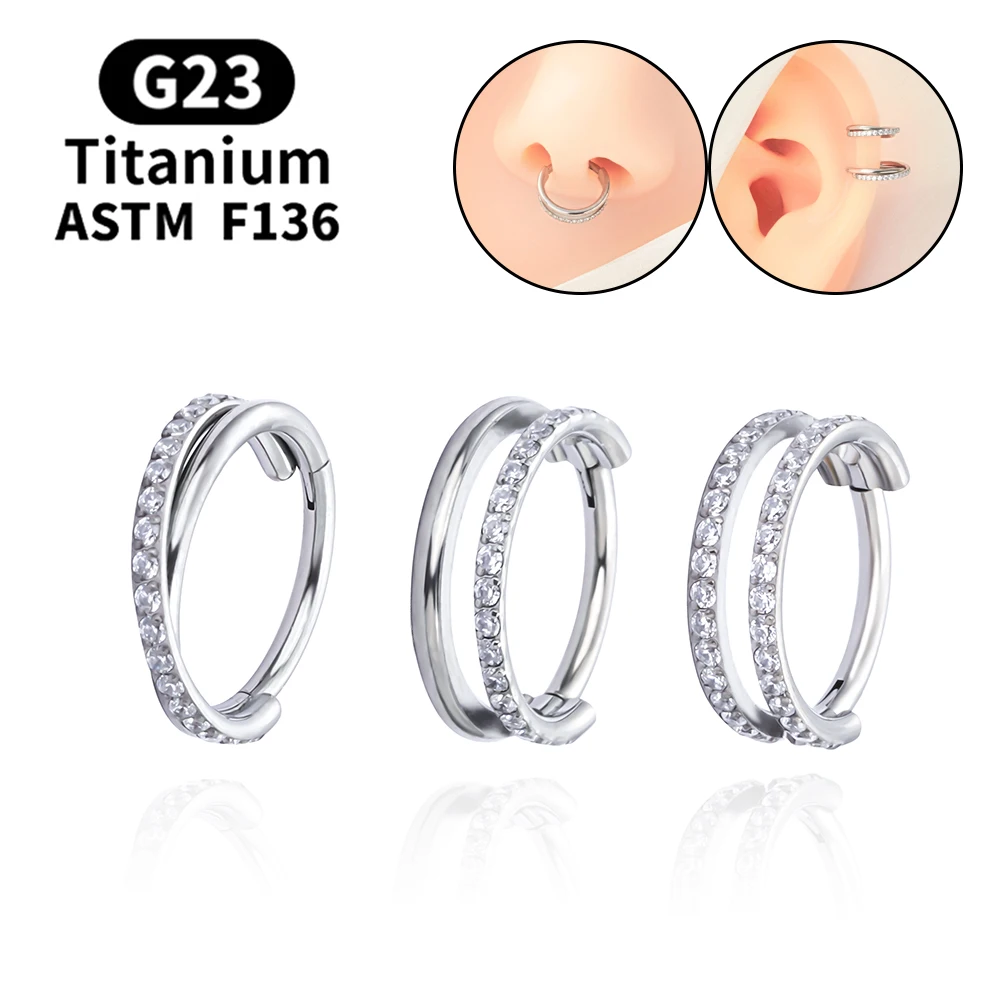 G23 Titanium Earrings Nose Piercing Hoop Earrings Zircon Nose Jewllery Women's Trend Earrings  Body Jewelry for Women