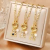 Haute qualité brillant cristal zircone Animal mignon ours pendentif collier ras du cou pour femme fille vacances serrure os chaîne bijoux cadeau
