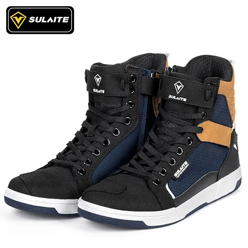 SULAITE Wear Resistant Motocross Cycling Protective Shoes The Four Seasons Breathable Motorcycle Boots Moto Equip Reflective