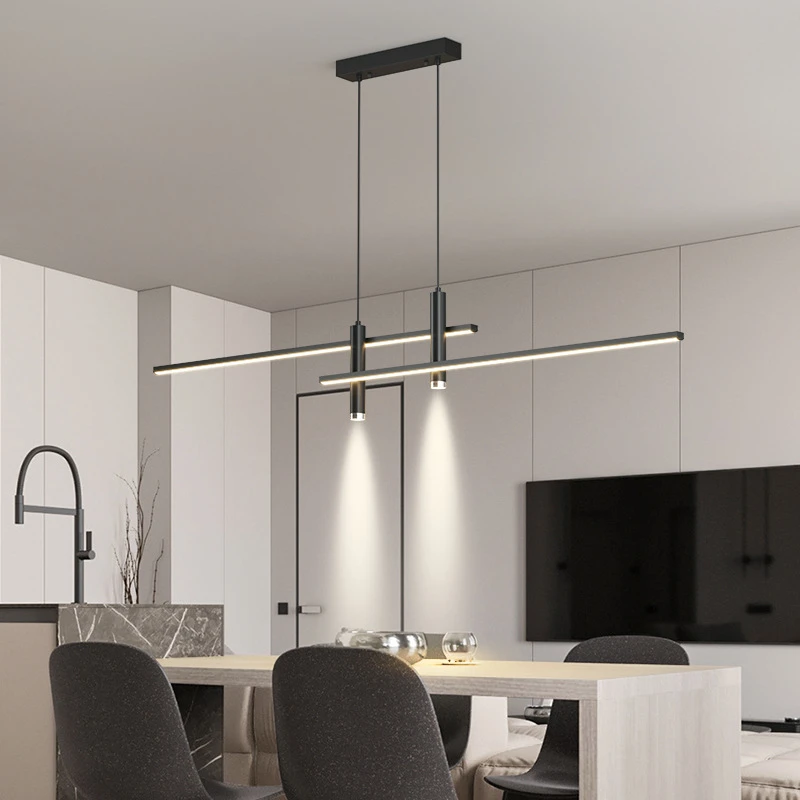 rectangular chandelier Nordic LED Ceiling Chandelier Modern Dining Table Living Room Designer Office Kitchen Black Long Lamp Indoor Hanging Lighting white chandelier