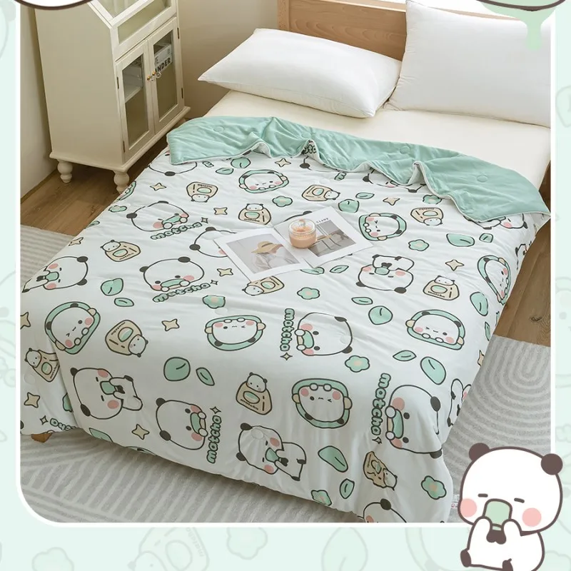 

New Kawaii Yier Bubu Bear Air-conditioned Room Quilt Summer Machine Washable Thin Quilt Cute Girl Bedroom Decor Soft Sofa Blanke